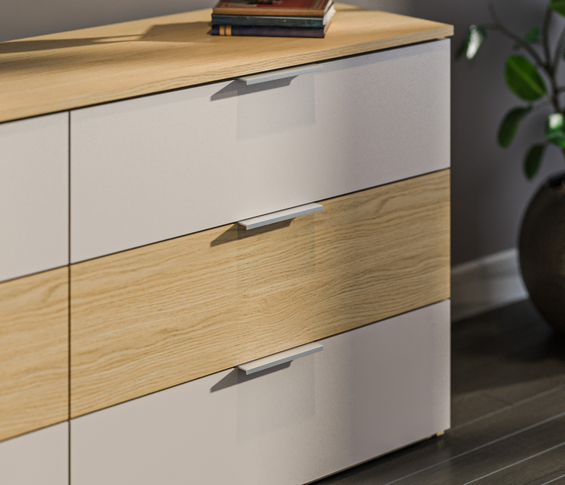 Комоды, Комод Афина СБ-3325 Дуб Винченца/Дуб Винченца,Кашемир серый