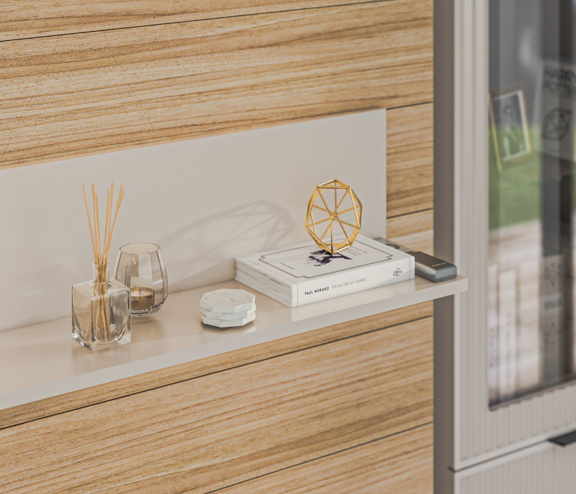 Настенные полки, Полка Турин СБ-3569 Кашемир серый,МДФ Кашемир