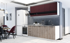 Кухонные гарнитуры, Кухня Астра 2,0 м Красное дерево патина/Дуб галиано МДФ