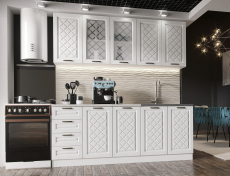 Кухня 2 метра, Кухня Агава 2,0 м Акация Белая МДФ