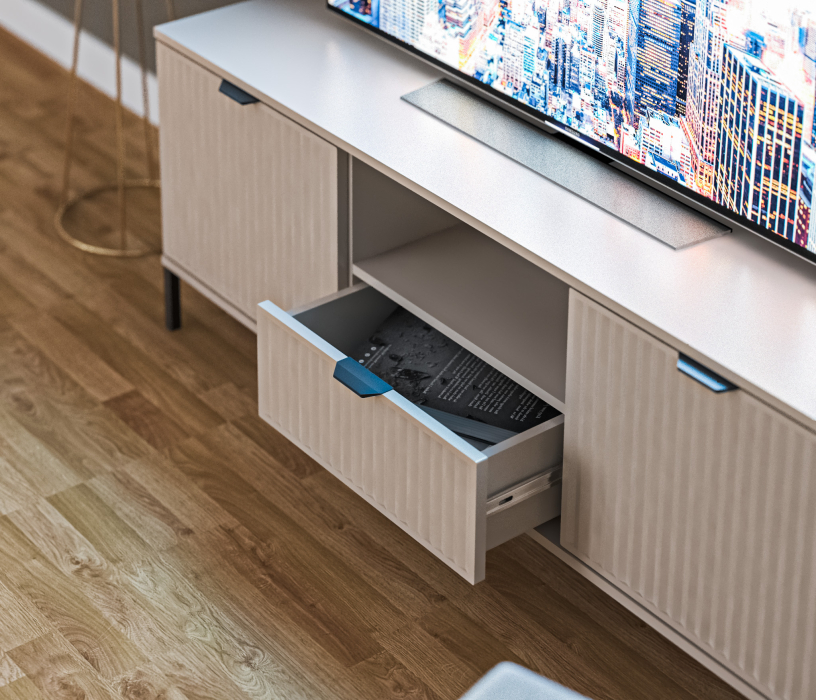 ТВ-тумбы, Тумба под телевизор Турин СБ-3572 Кашемир серый/МДФ Кашемир