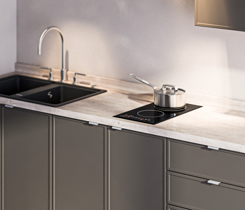 Кухонные гарнитуры, Кухонный гарнитур Регина Квадро Песочный / Базальт 2,8 м