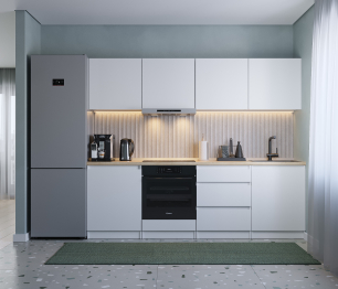 Кухонный гарнитур Леон прямой 240 см, белый