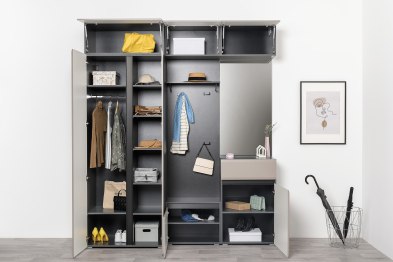 Шкаф антресольный Сидней 16.314.03, антрацит, веллюто капучино