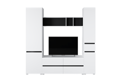 Тумба под ТВ Сидней 13.63, белый премиум, черный, белый глянец