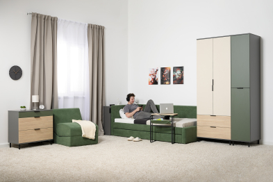 Комод Марвэл 16.234.02, темно-серый, сатин, плэйн, дымчатый зеленый