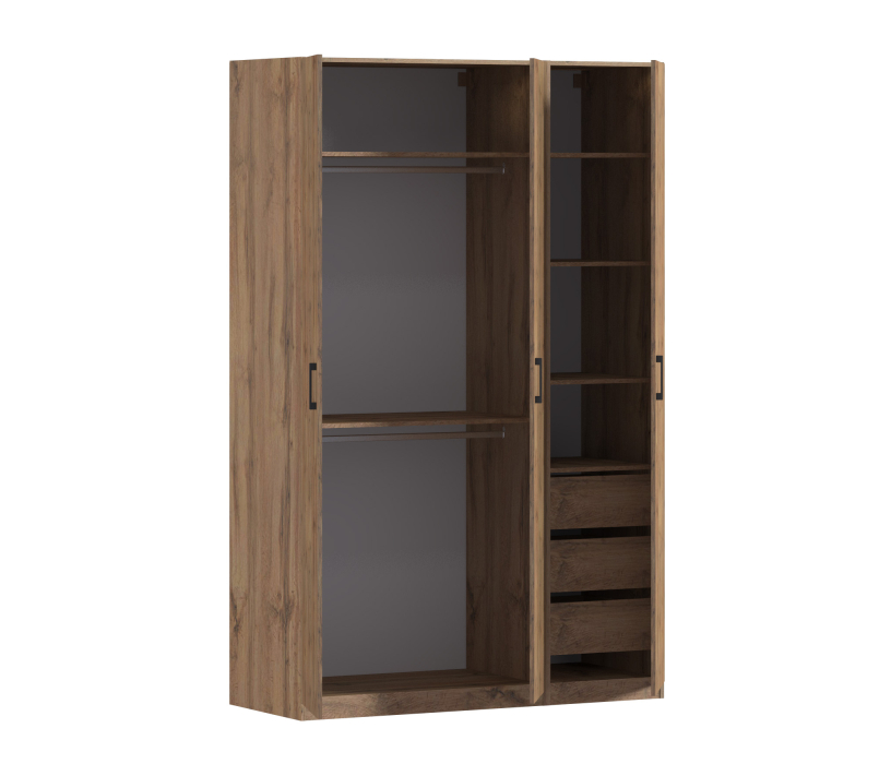 Для одежды, Шкаф трехдверный Макс 1500 мм, вариант №2 (ЛДСП, корпус дуб вотан)