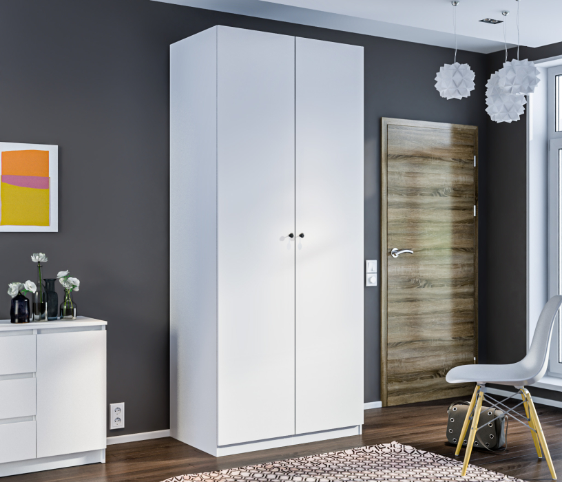 Для одежды, Шкаф 2х дверный МАКС 1 м Белый