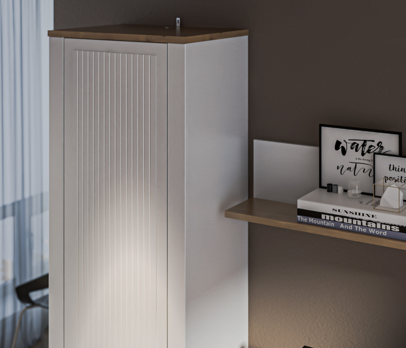 Шкафы пеналы, Шкаф 1 дверный Монтана СБ-3556 Белый Альпийский,Дуб Гамильтон/МДФ Дуб Белый