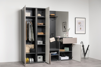 Тумба для обуви Сидней 16.129, антрацит, веллюто капучино