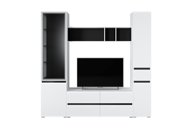 Тумба под ТВ Сидней 13.63, белый премиум, черный, белый глянец