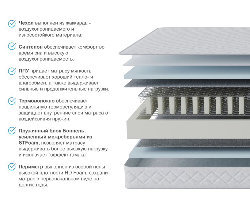 800 x 2000, Матрас Классик-Оптима 800*2000