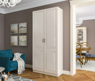 Шкаф 2 дверный Гранд / Ливерпуль СБ-3506 Дуб Приморский Белый/МДФ Классика Светлый