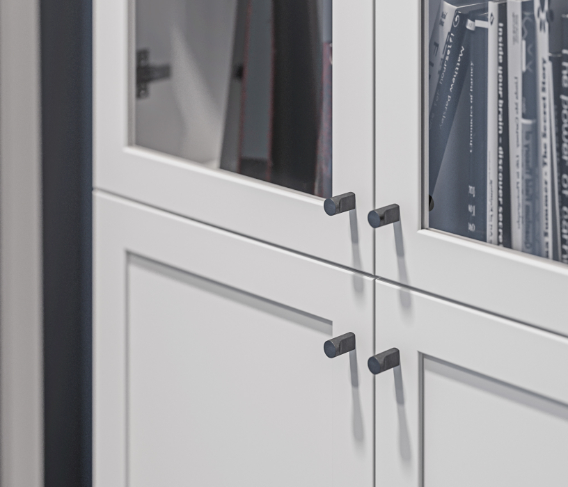 Прямые, Стеллаж Твин СБ-3373 Белый со стеклом