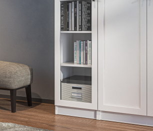 Шкаф Белый со стеклом Твин СБ-3372+СБ3373