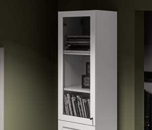 Стеллаж Твин СБ-3372 Белый 236 см со стеклом