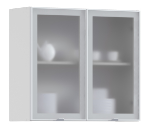 Регина РП-80 Полка Белый/Витрина алюминий Белый глянец/стекло Сатин