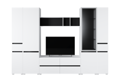 Тумба под ТВ Сидней 13.63, белый премиум, черный, белый глянец