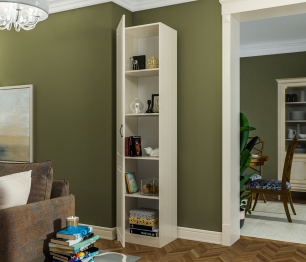 Шкаф-пенал Гранд / Ливерпуль СБ-3515 Дуб Приморский Белый/МДФ Классика Светлый