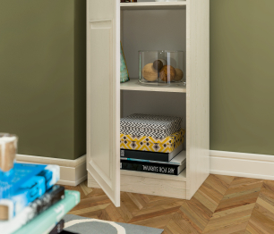 Шкаф-витрина Гранд / Ливерпуль СБ-3516 Дуб Приморский Белый/МДФ Классика Светлый