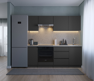 Кухонный гарнитур Леон прямой 210 см, диамант серый