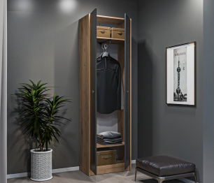 Шкаф 2 дверный Сидней СБ-2588 Дуб дикий/Диамант серый