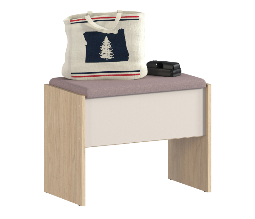 Тумба в прихожую с мягким сиденьем, Пуф Афина СБ-3319 Дуб Винченца,Кашемир серый