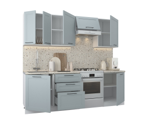 Кухонный гарнитур Регина Белый/МДФ Modern Серый 2,4 м