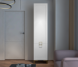 Шкаф-пенал Ассоль СБ-3430 Белый/МДФ Белый