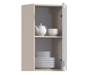 Регина РП-40 Полка Песочный/Витрина алюминий Белый глянец/стекло Сатин