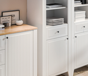 Комод Монтана СБ-3547 Белый Альпийский,Дуб Гамильтон/МДФ Дуб Белый