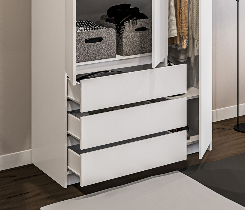 Шкафы распашные, Шкаф 3 дверный с ящиками Леон СБ-3363