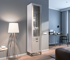 Шкафы пеналы, Шкаф-витрина Ассоль СБ-3429 Кашемир серый/МДФ Кашемир