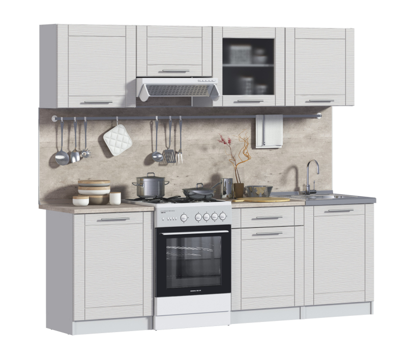 Кухонные гарнитуры, Кухонный гарнитур Натали Белый/МДФ Онденс/МетрополитанR5