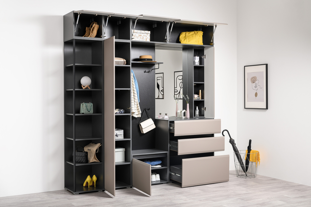 Шкафы распашные, Шкаф для одежды Сидней 16.367.01, антрацит, веллюто капучино