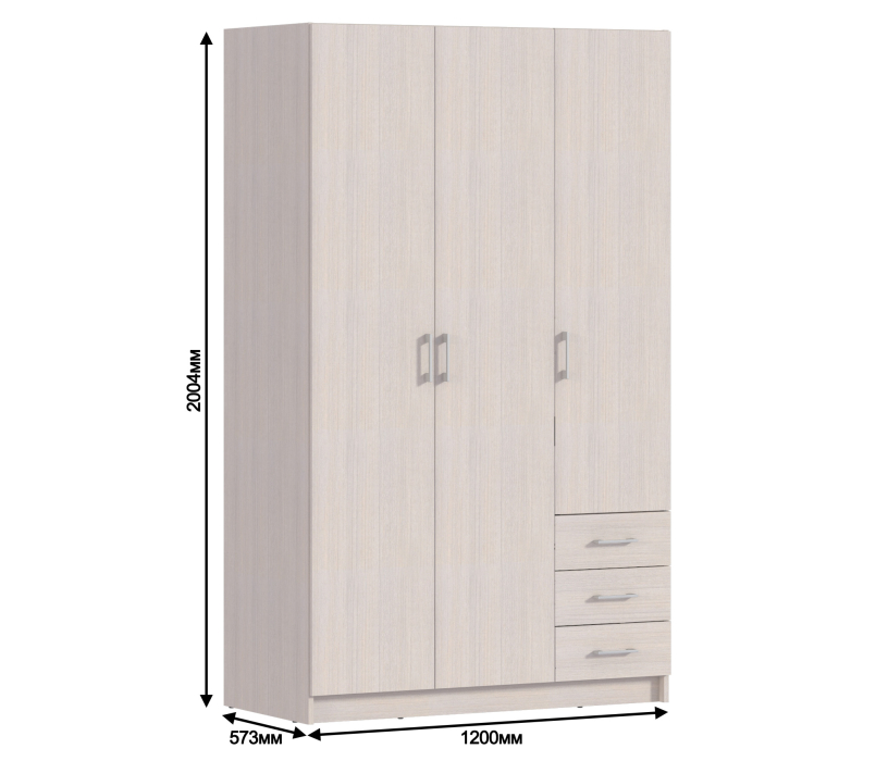 Шкафы распашные, Шкаф 3 дверный Терра СБ-2797/1