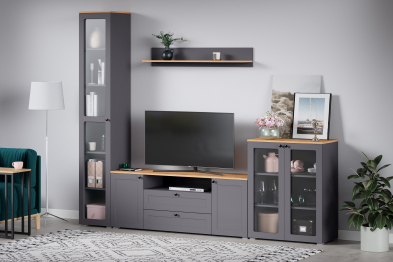 Полка Остин 16.484, серый графит, дуб золотой крафт