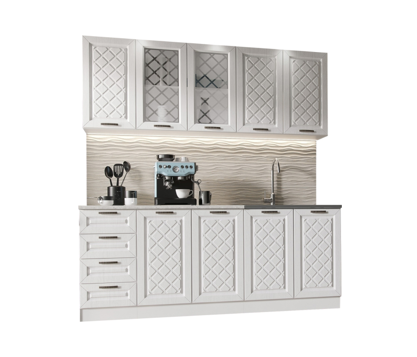 Кухня 2 метра, Кухня Агава 2,0 м Акация Белая МДФ