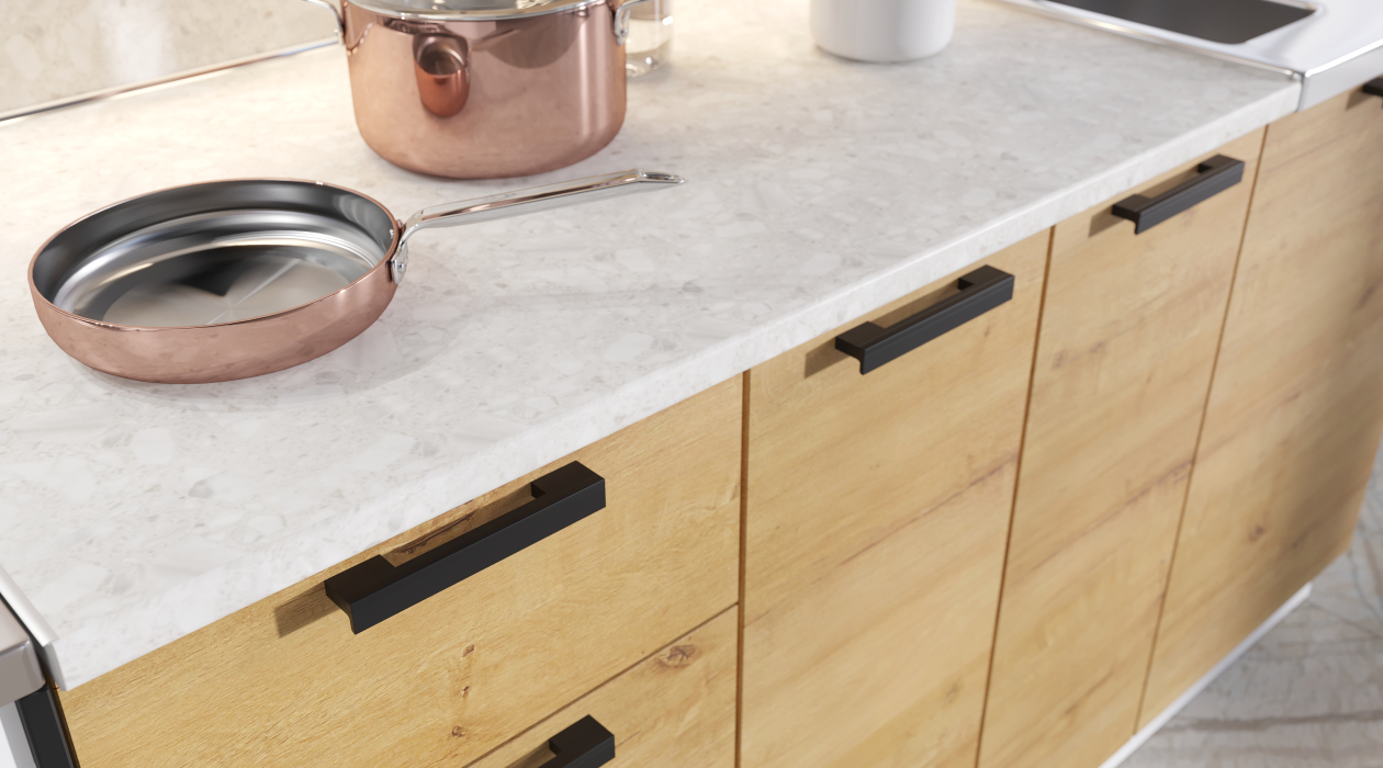 Кухонные гарнитуры, Кухня Хозяюшка 1,5 м Белый гладкий/Дуб вотан ЛДСП