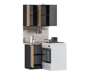 Кухонный гарнитур Ангелина угловой Диамант серый/Дуб дикий