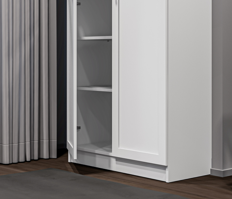 Прямые, Стеллаж Твин СБ-3373 Белый со стеклом