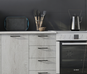 Кухня Лагуна 2,0 м Морская волна/Дуб седой МДФ