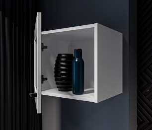 Твин СБ-3383 Полка Белая с фасадом со стеклом