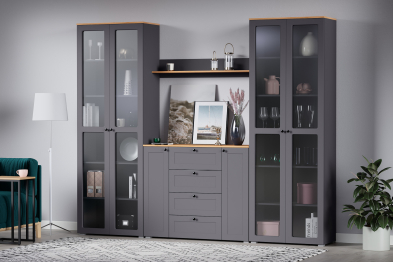 Полка Остин 16.484, серый графит, дуб золотой крафт