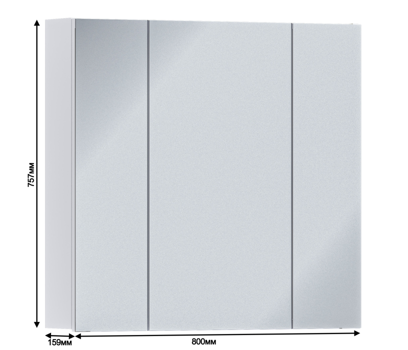 Шкафы с зеркалом, Шкаф 3х дверный с зеркалом Люкс СБ-3153 Белый