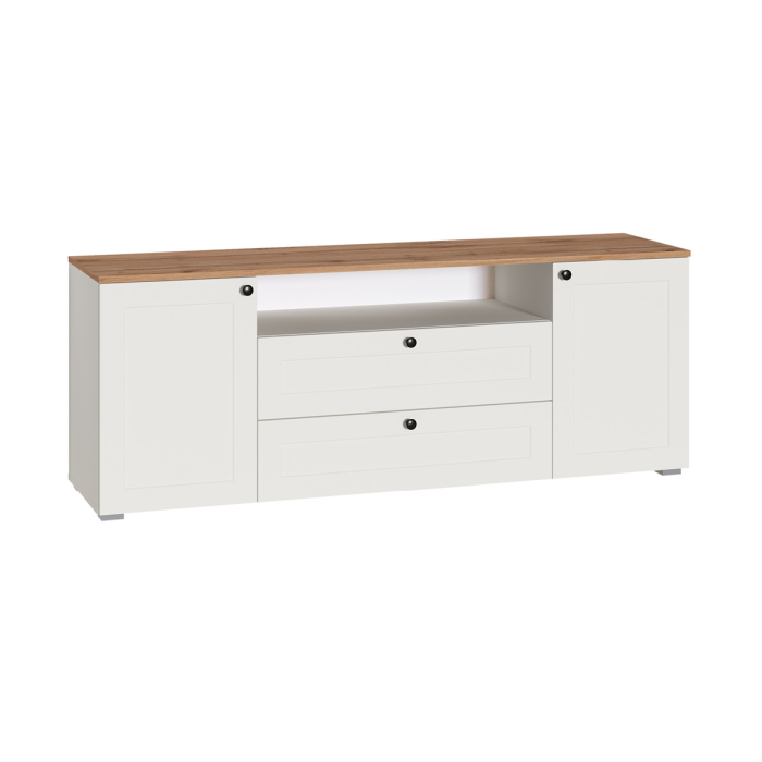 ТВ-тумбы, Тумба под ТВ Остин 16.47, белая шагрень, дуб золотой крафт