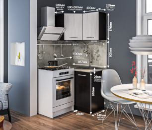 Кухонный гарнитур Виктория угловой Венге/Дуб Светлый,Венге/Базальт R5