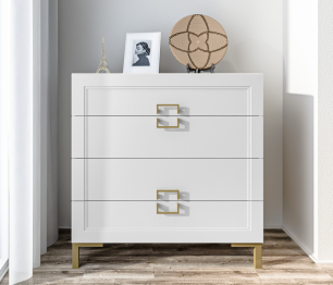 Комод Ассоль СБ-3434 Белый/МДФ Белый