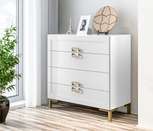 Комод Ассоль СБ-3434 Белый/МДФ Белый