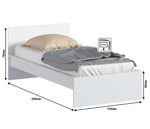 Леон/Бруклин СБ-3366 Кровать с матрасом Сити - Бормио 900*2000
